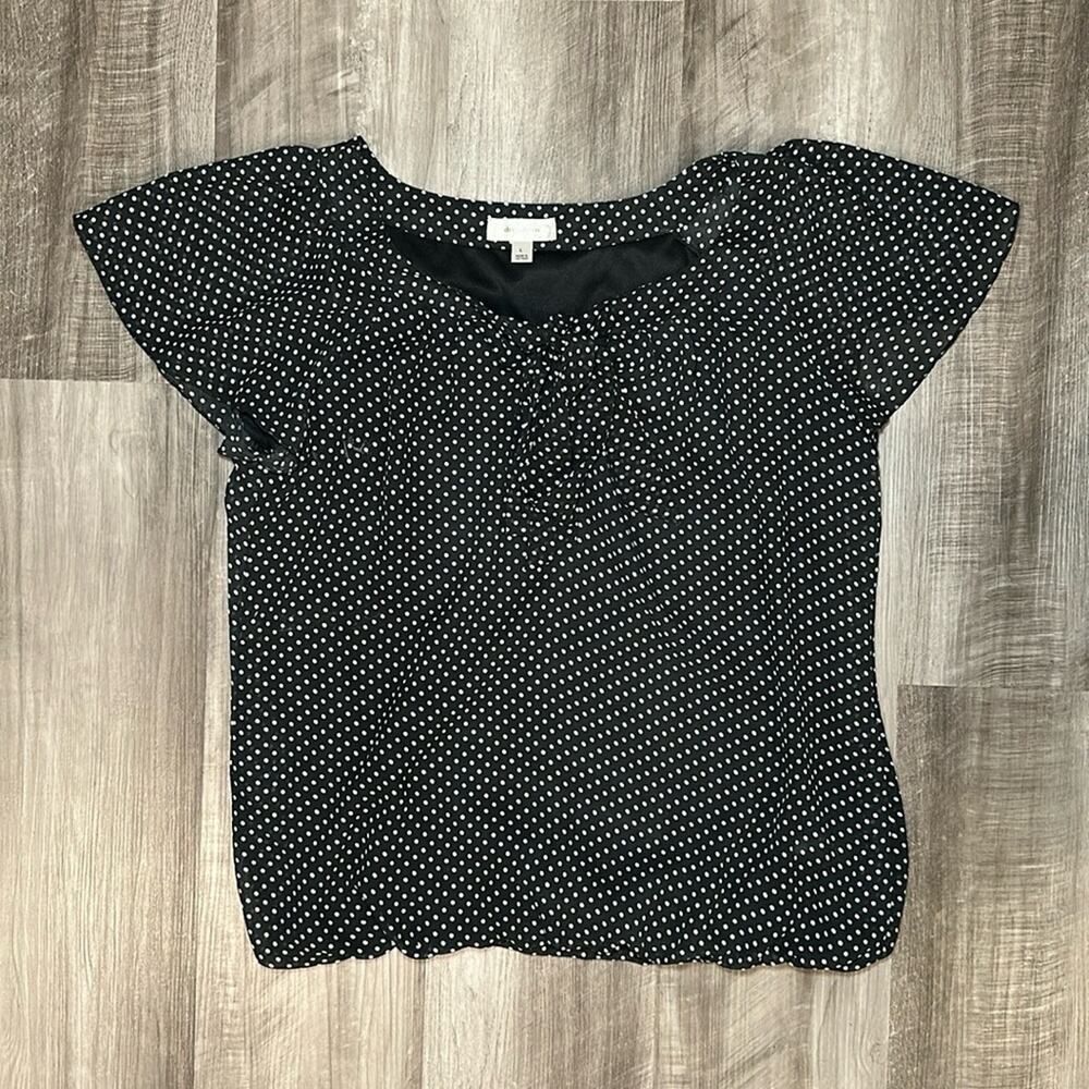 Dress Barn Cinched Hem Polka Dot Blouse - Large
